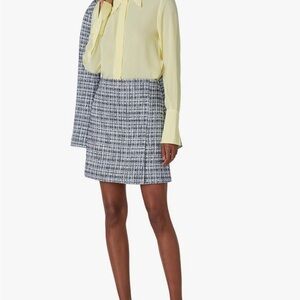 ADAM LIPPES Collective • Tweed Knit Short Blue Skirt Fall Front Slit Size 2